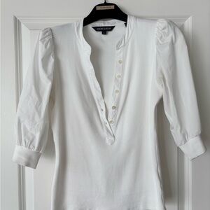 Veronica Beard White Puff Sleeve Blouse